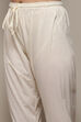 Off White Cotton Layered Printed Kurta Churidar Suit Set image number 3