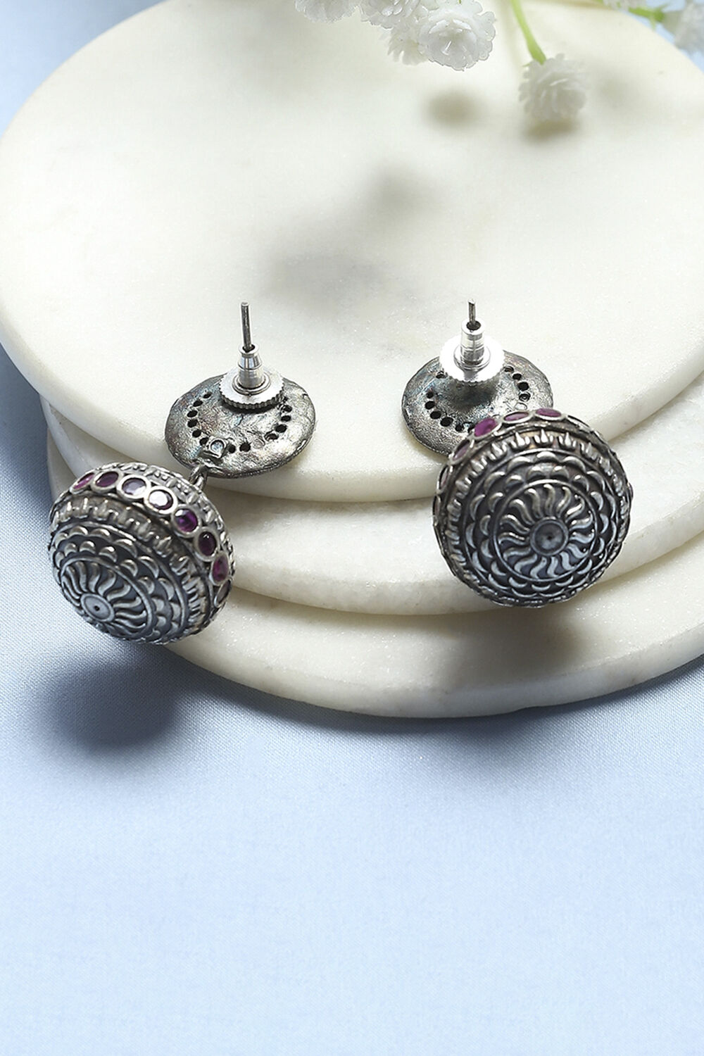 Maroon Stone Embellished Earrings image number 2