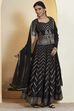 Black Polyester Kalidar Lehenga Set image number 5