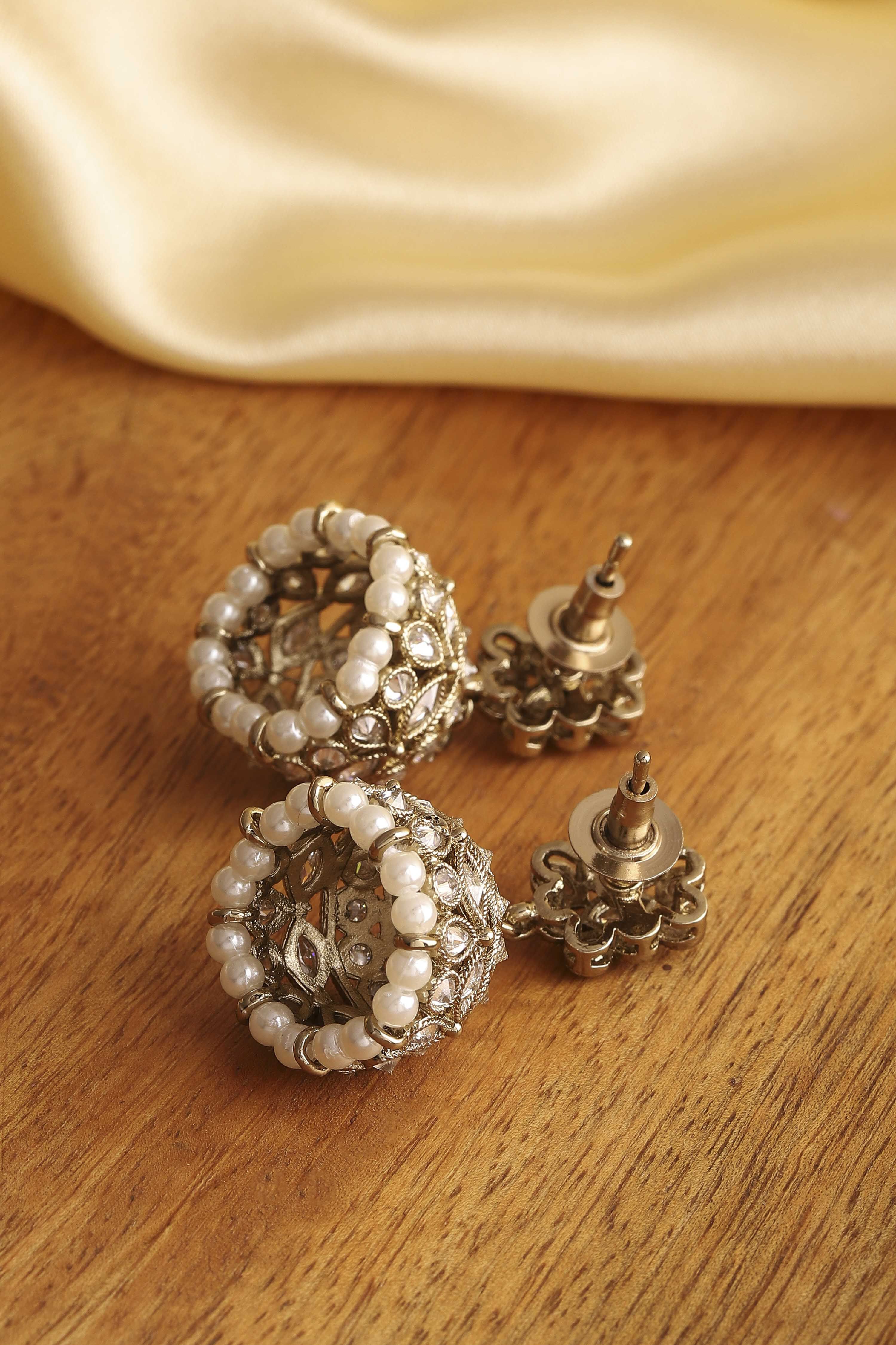 White Alloy Jhumka image number 2