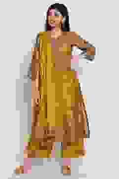 Mustard A Line Kurta image number 2