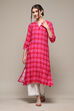 Hot Pink LIVA Straight Printed Kurta