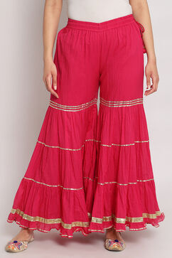 Fuchsia Cotton Sharara Pants image number 0