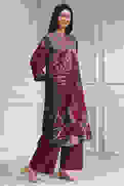 Berry Printed Straight Kurta Set image number 5