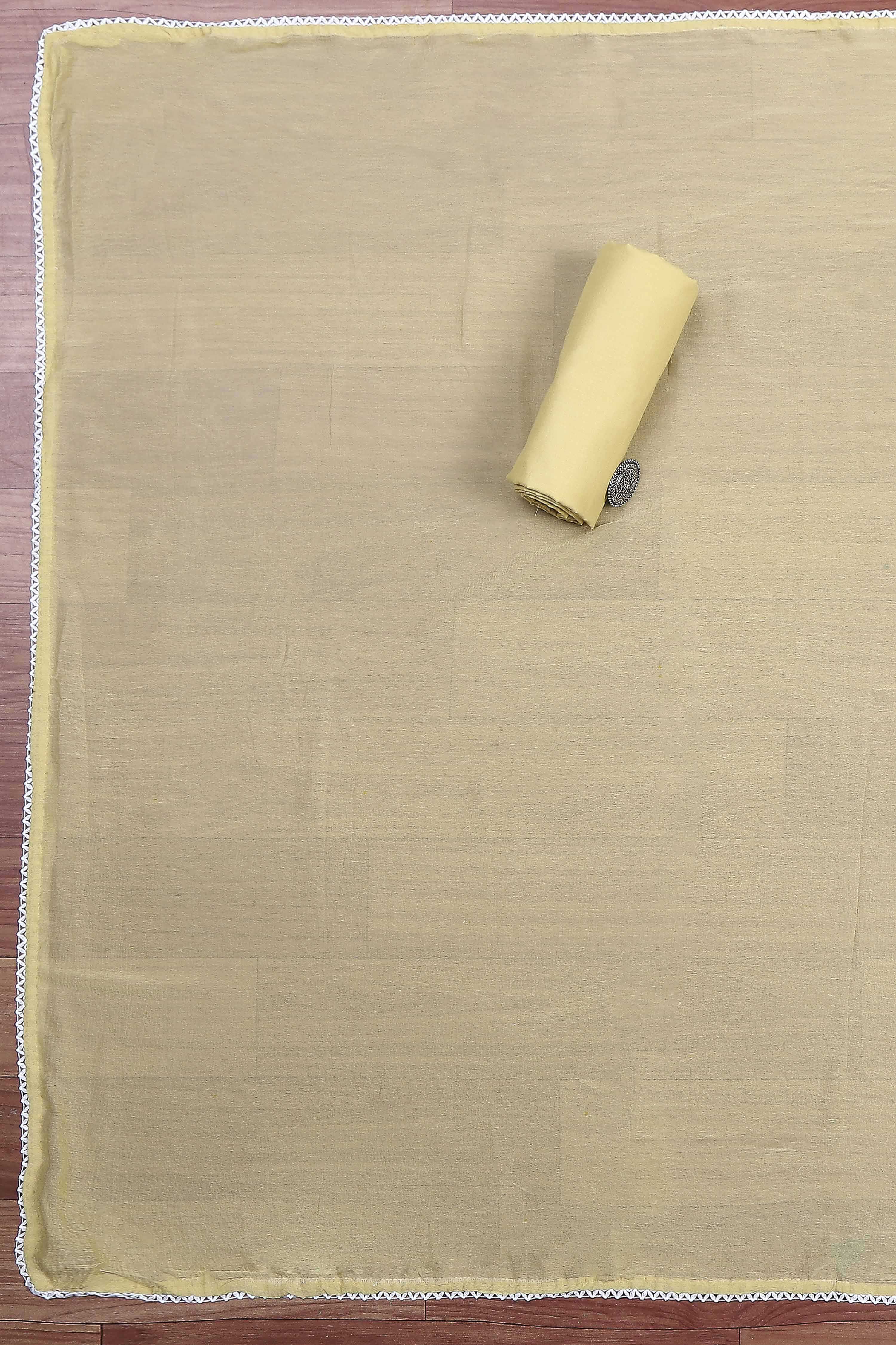 Green Cotton Rajasthani Print Unstitched Suit Set image number 3