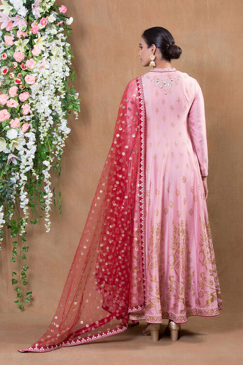 Old Rose Cotton Silk Anarkali Suit Set By Anju Modi image number 5