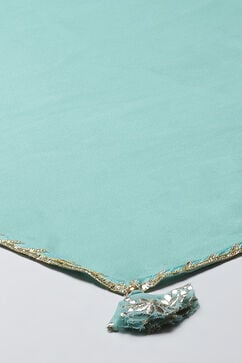 Turquoise Silk Straight Kurta Salwar Suit Set image number 3