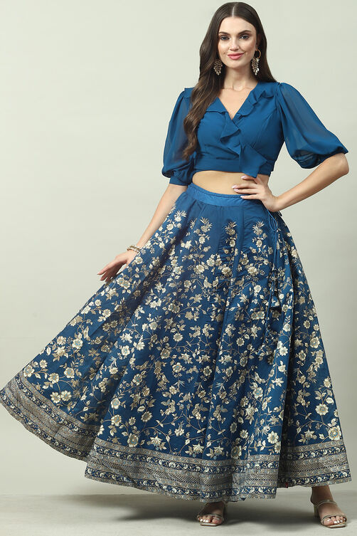 Blue Art Silk Lehenga Set image number 0