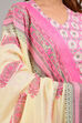 Pink Cotton Screen Print Unstitched Suit Set image number 2