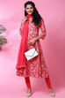 Blue Cotton Crushed Kalidar Kurta Churidar Suit Set image number 7