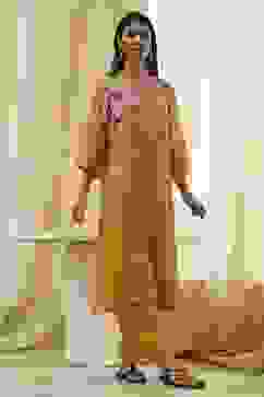 Mustard Yellow Floral Straight Kurta Set image number 0