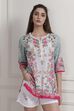 Blue Cotton Printed Straight Short Kurta image number 5