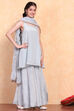 Pastel Blue Polyester A-line Suit Set image number 4