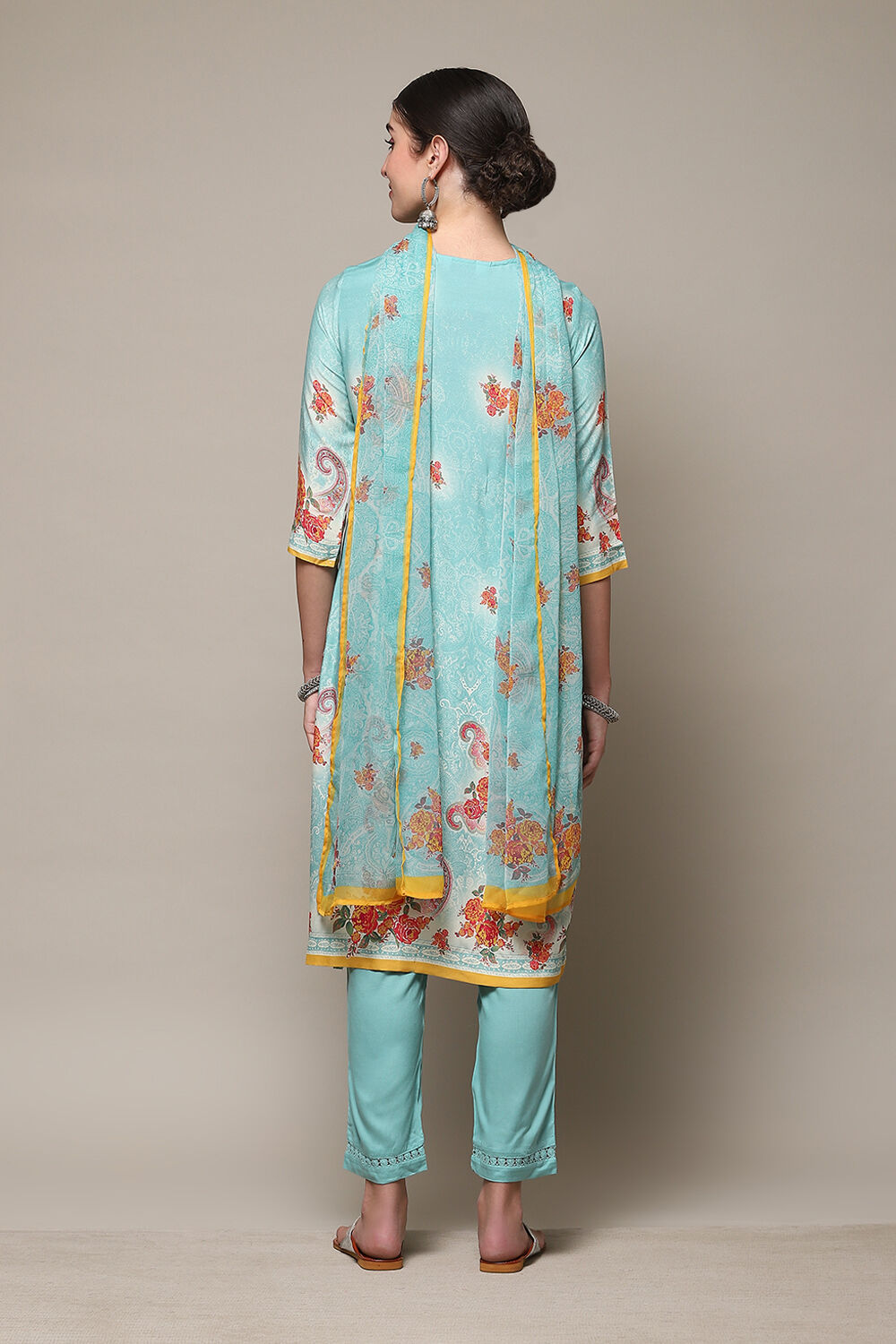 Light Blue Rayon Straight Kurta Regular Pants Suit Set image number 4