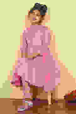 Light Pink Cotton Tiered Printed Kurta Churidar Set image number 0