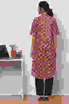 Terracotta Cotton Straight Kurta image number 4