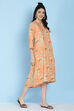 Peach Rayon A-line Printed Kurta Dress