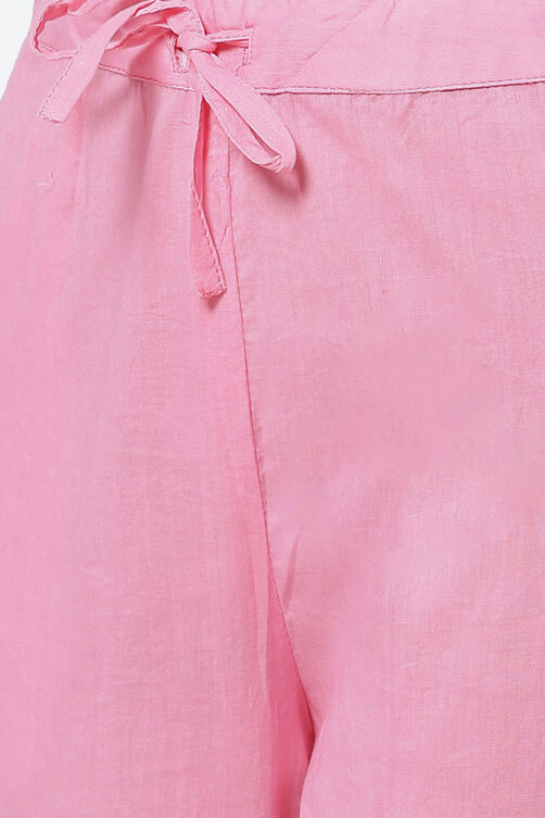 Pink Cotton Screen Print Unstitched Suit Set image number 6