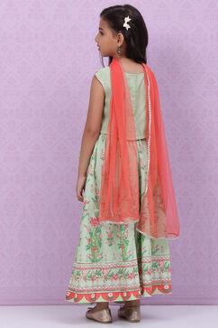 Chalky Green Poly Cotton Lehenga Set image number 4