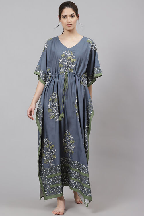 Grey Straight Cotton Printed Sleepwear image number 0