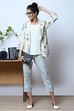 Off White Cotton Blazer Printed Top image number 3