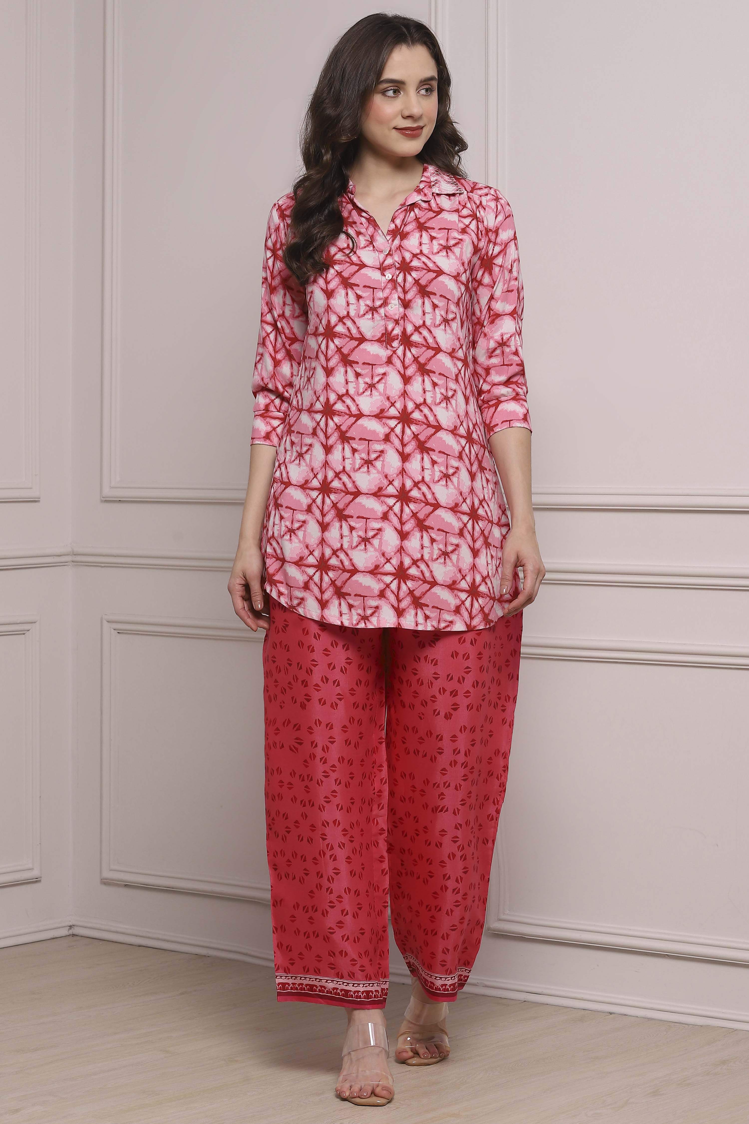 Red LIVA Relaxed Palazzo image number 0