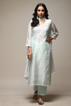 Sea Green Modal Machine Embroidered Unstitched Suit Set image number 8