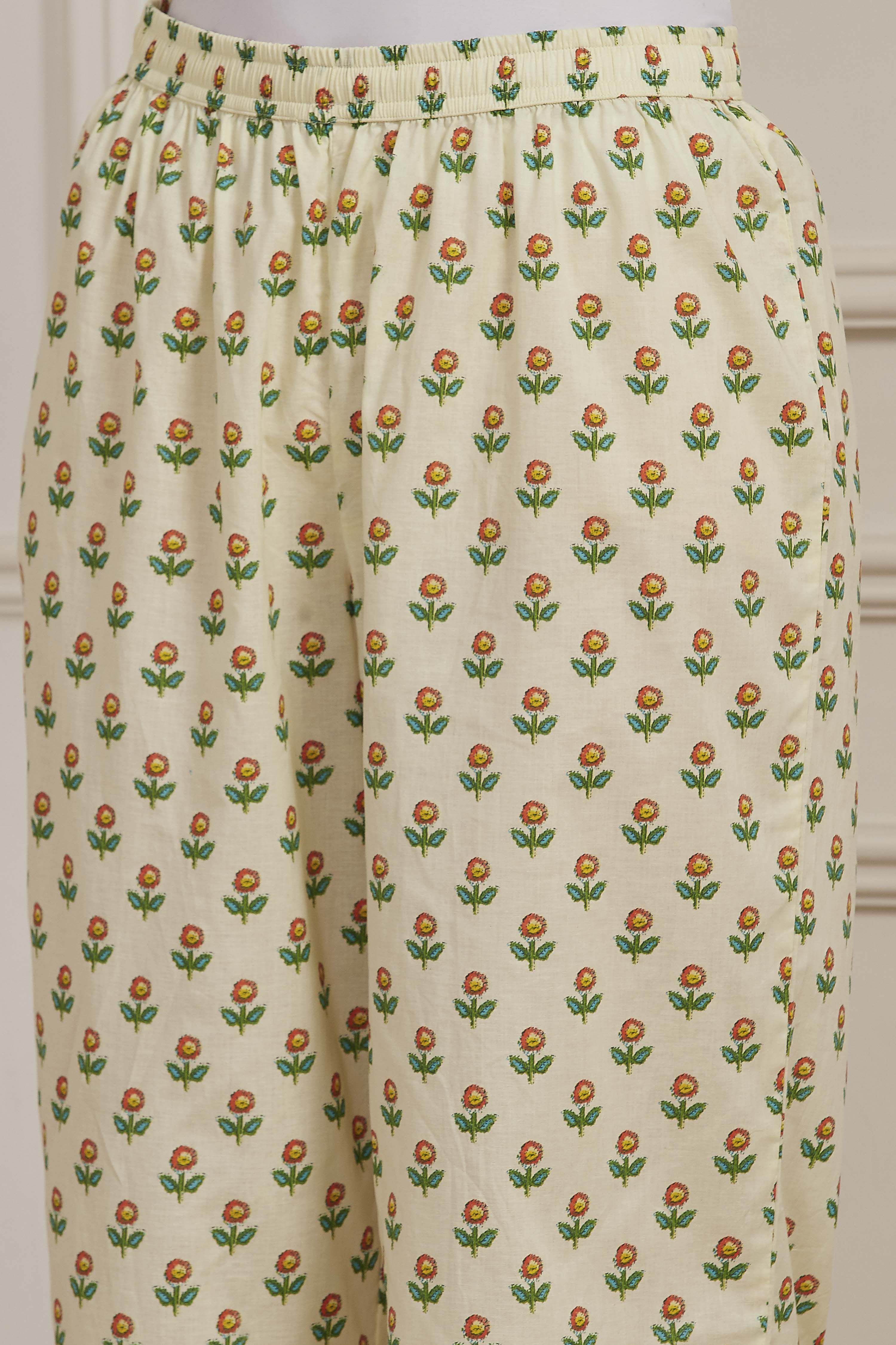 Neutral Cotton Kalidar Suit Set image number 2