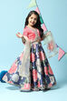 Pink & Blue Viscose Blend Lehenga Set image number 6