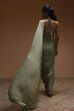 Sage Green Pure Chinnon Pre-Draped Saree image number 3