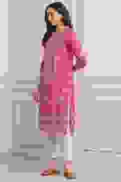 Deep Fuchsia Rayon Straight Printed Kurta image number 2