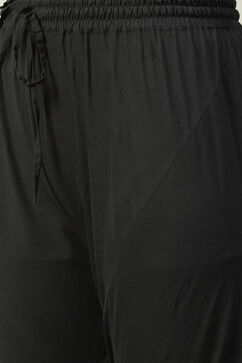 Black Cotton Anarkali Kurta Churidar Suit Set image number 2
