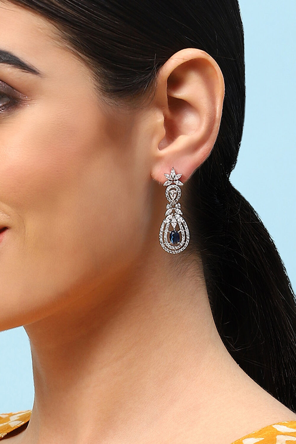 Navy Brass Earrings image number 1