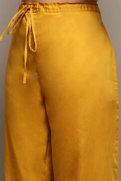 Mustard Poly Chanderi Straight Embroidery Kurta Palazzo Suit Set image number 2