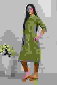 Green Cotton Printed Straight Kurta image number 2