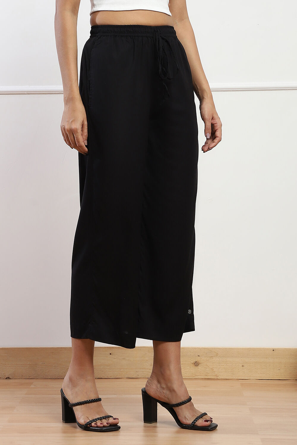 Black Rayon Palazzo image number 3