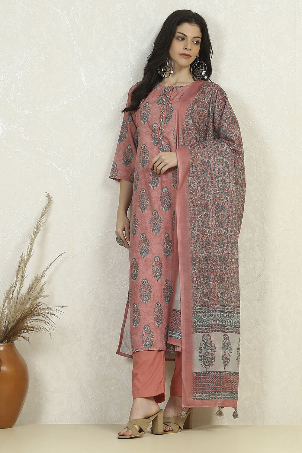 Lime Green Cotton Digital Print Unstitched Suit Set image number 7