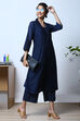 Navy Cotton Straight Kurta Palazzo Suit Set