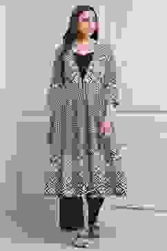 White Cotton Anarkali Fusion Set image number 8