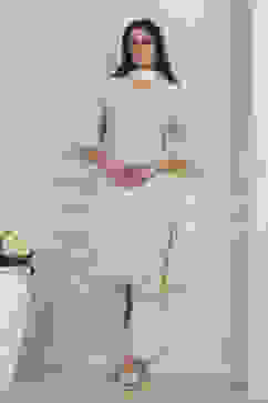 White Poly Chanderi Straight Suit Set image number 0