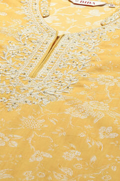 Yellow Cotton Straight Kurta image number 1