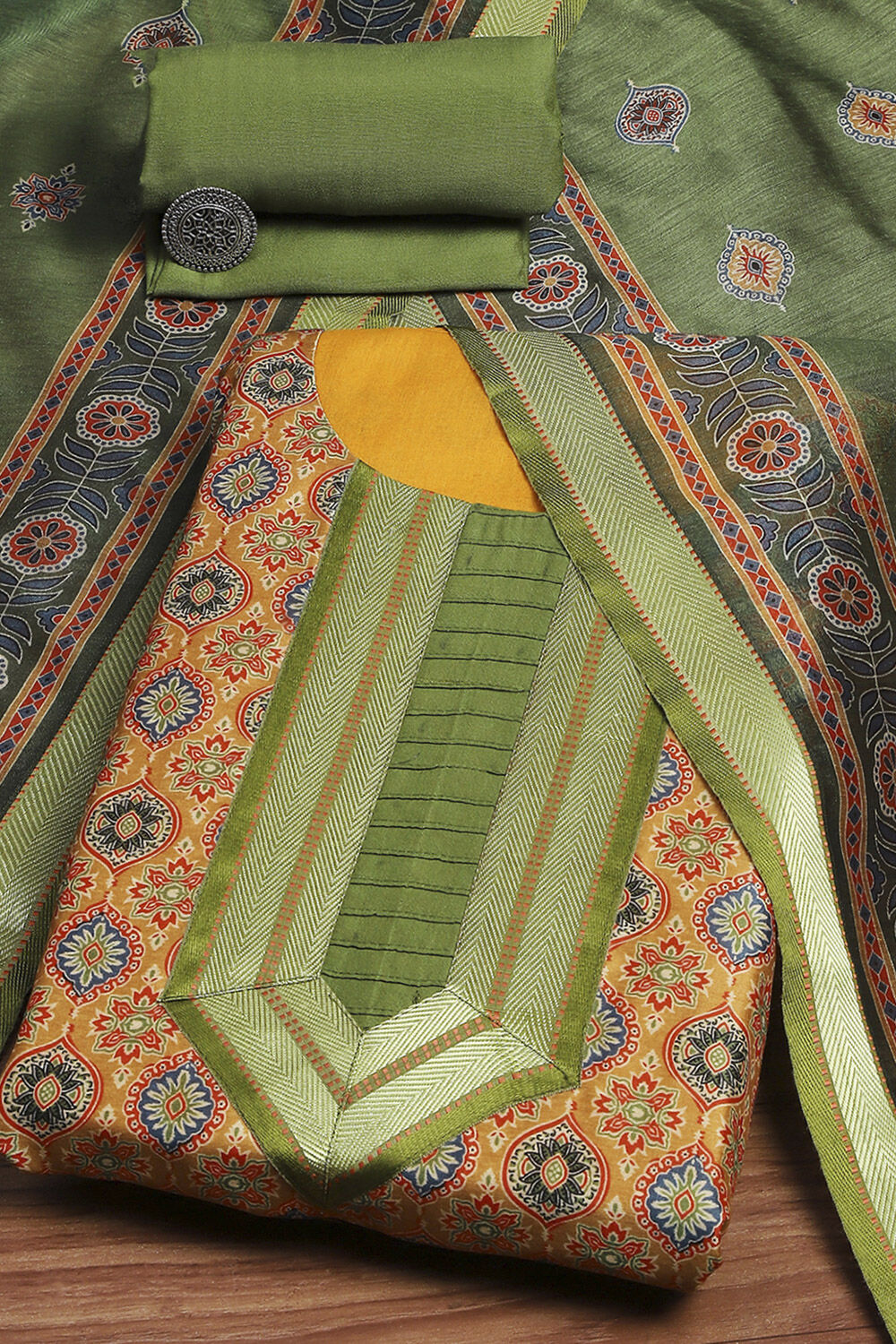 Black Viscose Rayon Digital Print Unstitched Suit Set image number 0