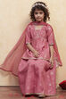 Blush Pink Polyester Peplum Lehenga Set