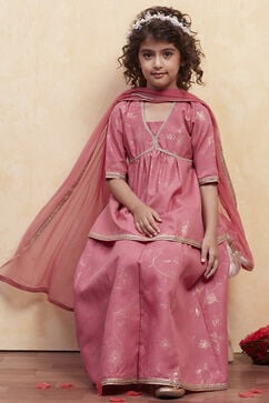 Blush Pink Polyester Peplum Lehenga Set image number 0