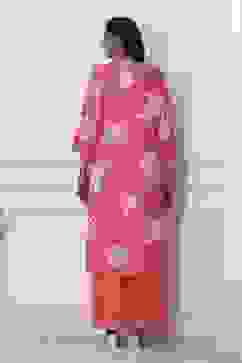 Coral Floral Printed Straight Suit Set image number 4