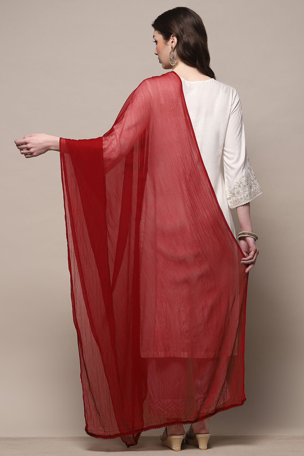 Rust Poly Chiffon Dupatta image number 2