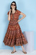 Rust Cotton Tiered Dress image number 3