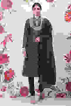 Rohit Bal Blue Cotton Silk Straight Yarndyed Suit Set image number 0