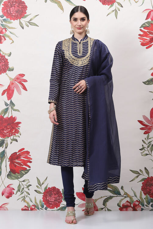 Rohit Bal Cream Cotton Silk Straight Yarndyed Suit Set image number 0