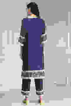 Blue Chanderi Embroidered Straight Suit Set image number 4